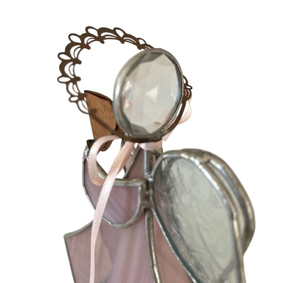 Stained Glass Choir Angel Figurine Pink Faceted Crystal Christmas Decoration - Picture 7 of 9